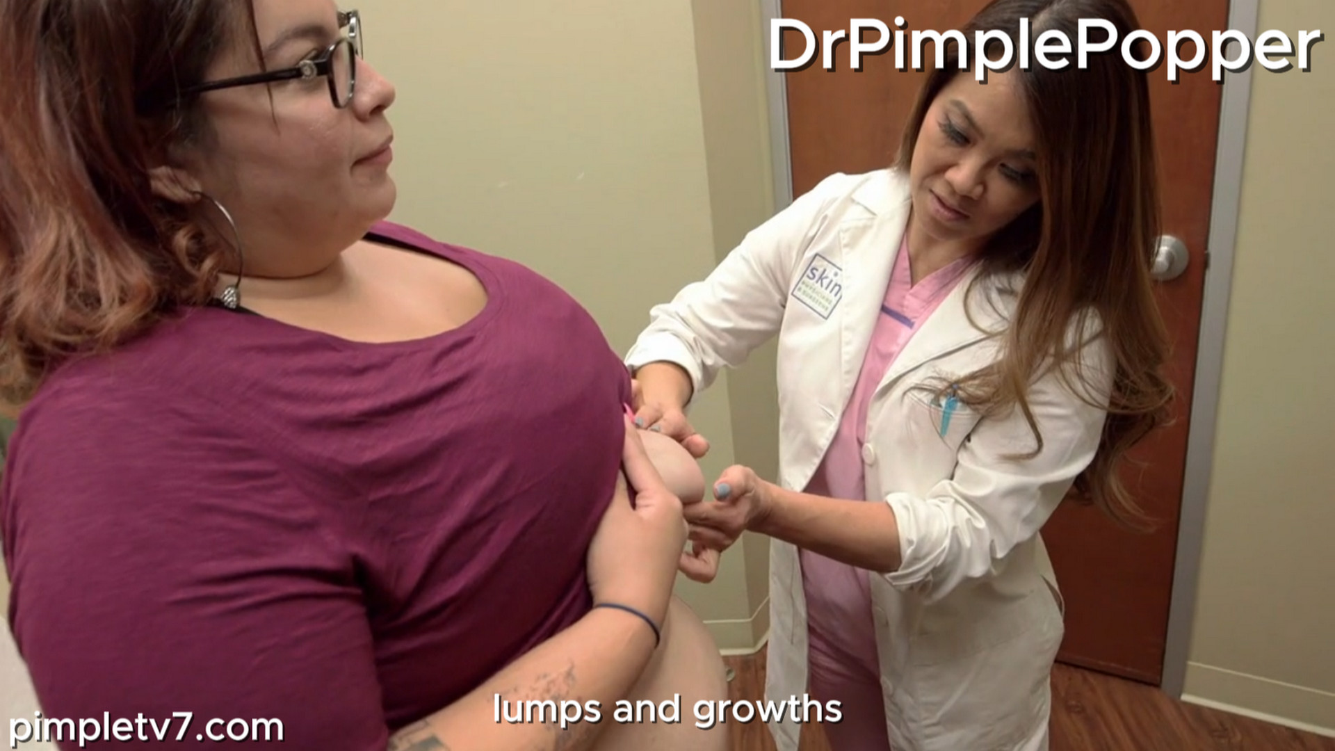 Dr. Sandra Lee assists patients, including Angelina, who has a huge chest lump under her left breast. Dr. Pimple Popper 140826
